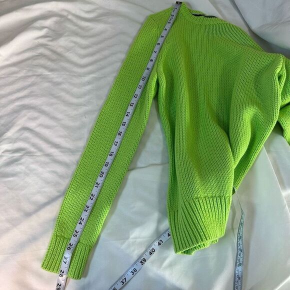 Lauren Ralph Lauren Active Lime Green Knit Sweater Womens Small NWT Elbow Pads - Picture 7 of 8
